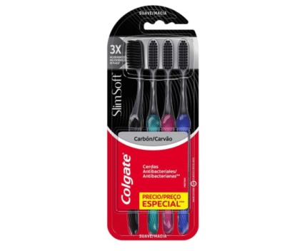 Kit de Escovas De Dentes Colgate Slim Soft Black Com 4 Unidades